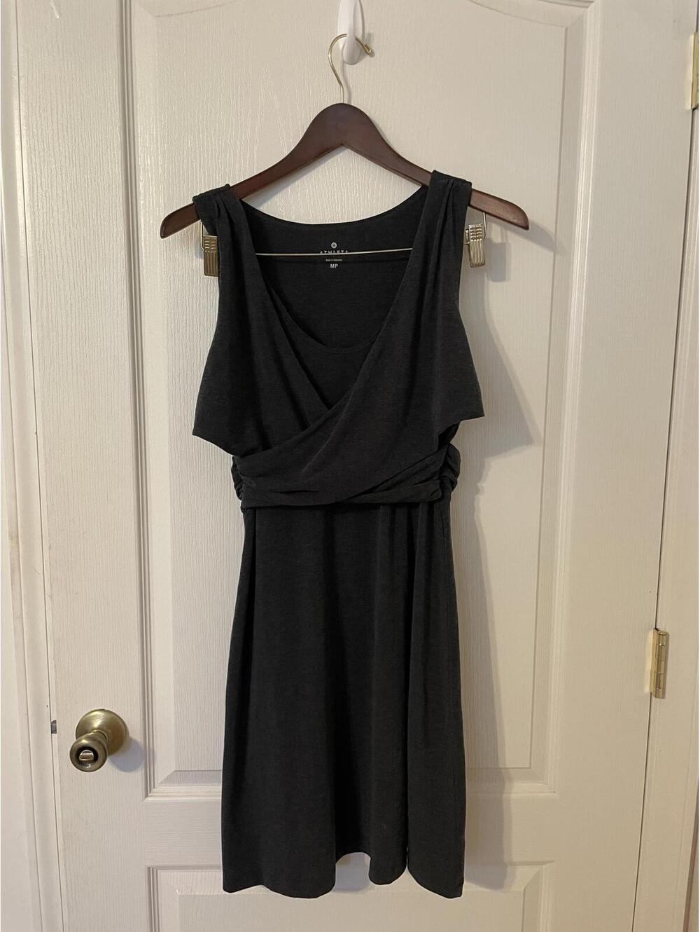 Athleta dark grey wrap top dress Medium petite